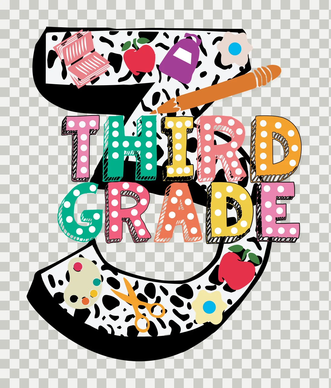 3Rd Grade Text With Pencil Icon number written 3 sketch black transparency and detail preview thumbnail