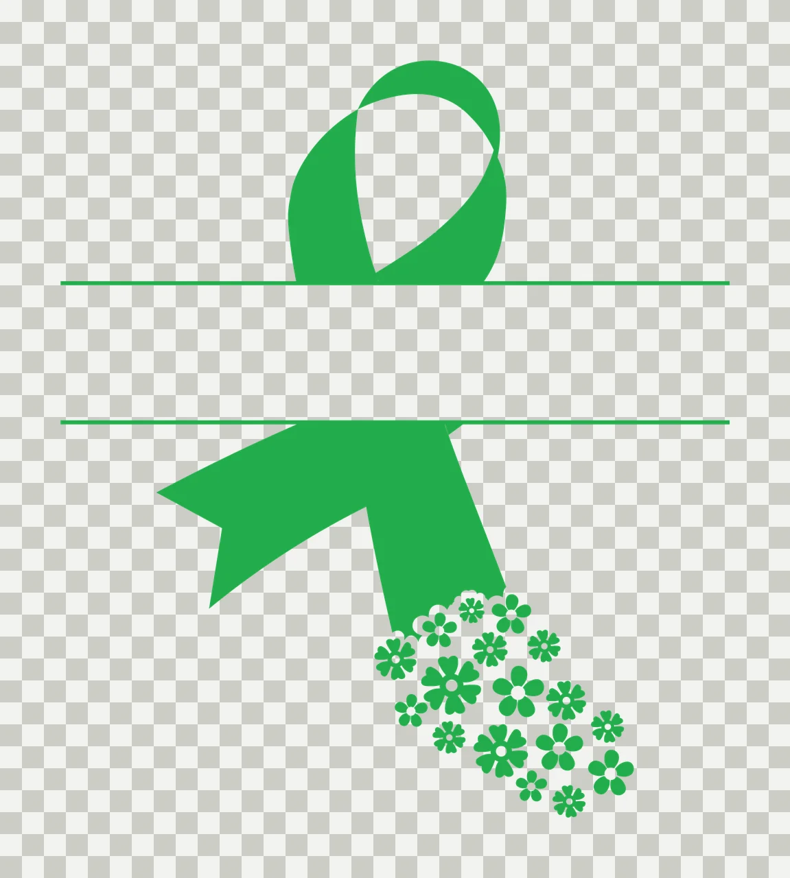 Awareness Ribbon With Floral And Silhouette In Black transparency and detail preview thumbnail