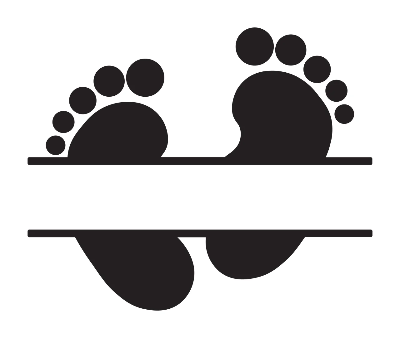 Keychain Footprints Silhouette With Horizontal Stripe split