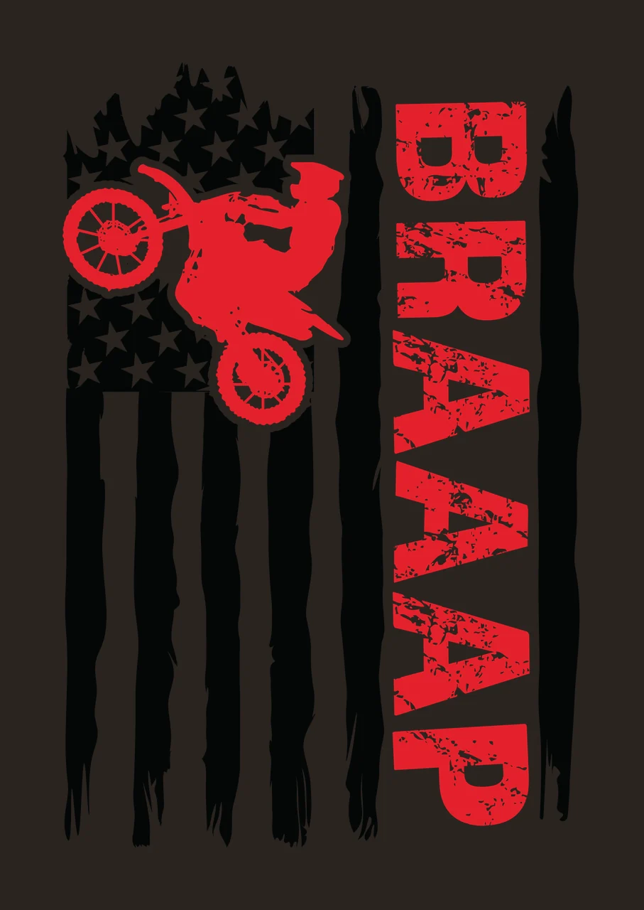 Braaap Flag Motorcycle Performing A Wheelie Over Vertical stars contrast preview thumbnail