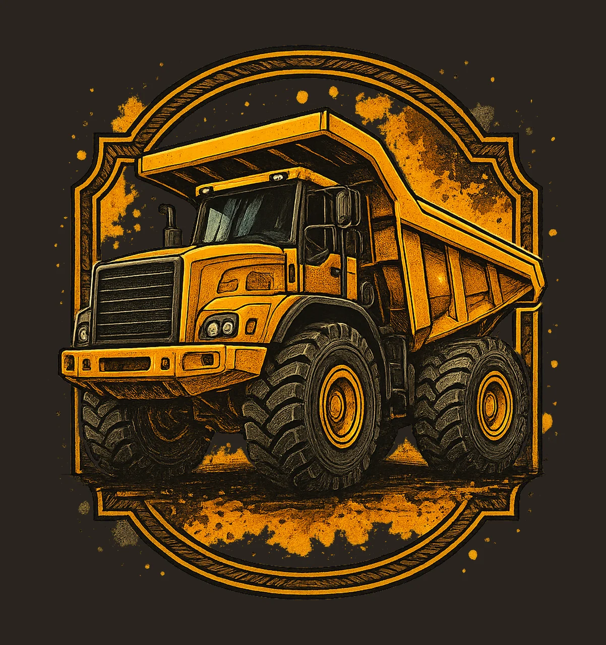 Watercolor construction truck Artwork dump truck kids shirt contrast preview thumbnail