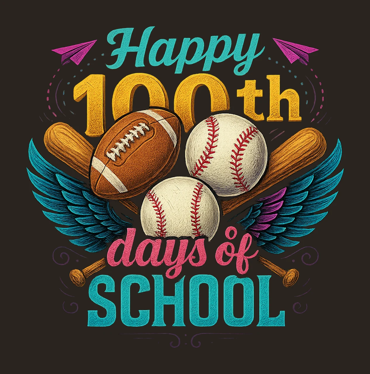 Happy 100 days of school Teacher Shirt Design Variation B contrast preview thumbnail