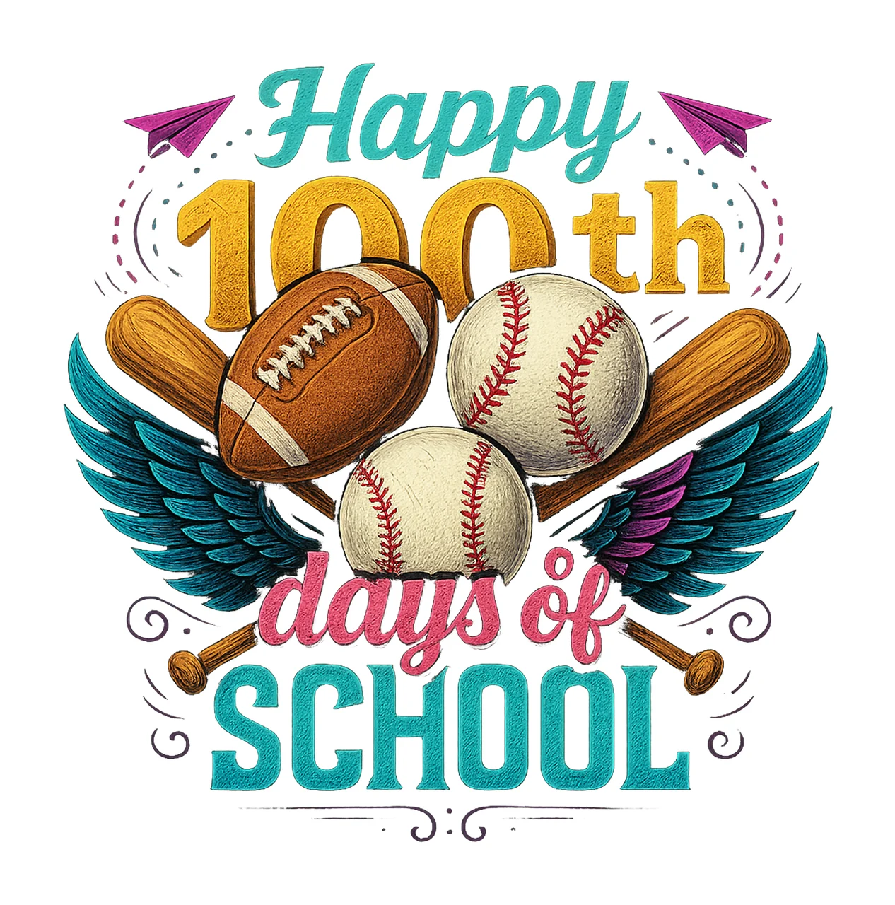 Happy 100 days of school Teacher Shirt Design Variation B