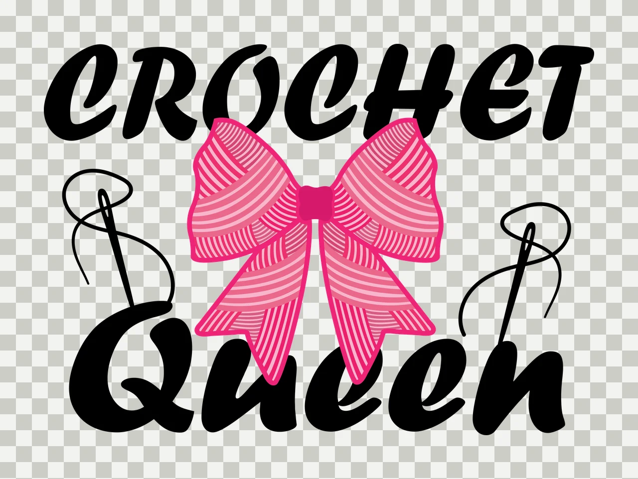 Crochet Queen With Hair Bow Icon text and graphic sewing needles transparency and detail preview thumbnail