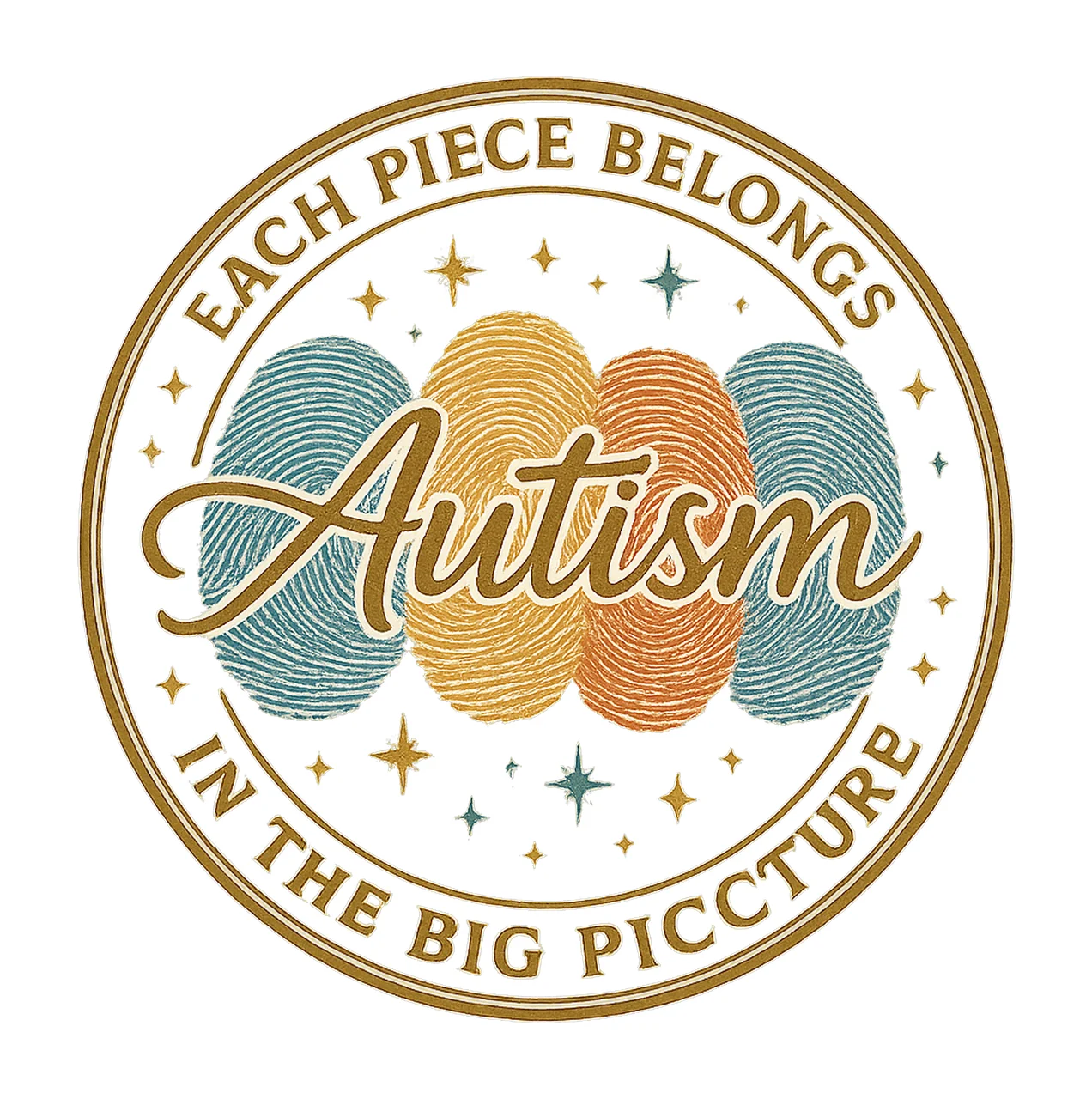Autism Awareness Fingerprint Sublimation Design Autism