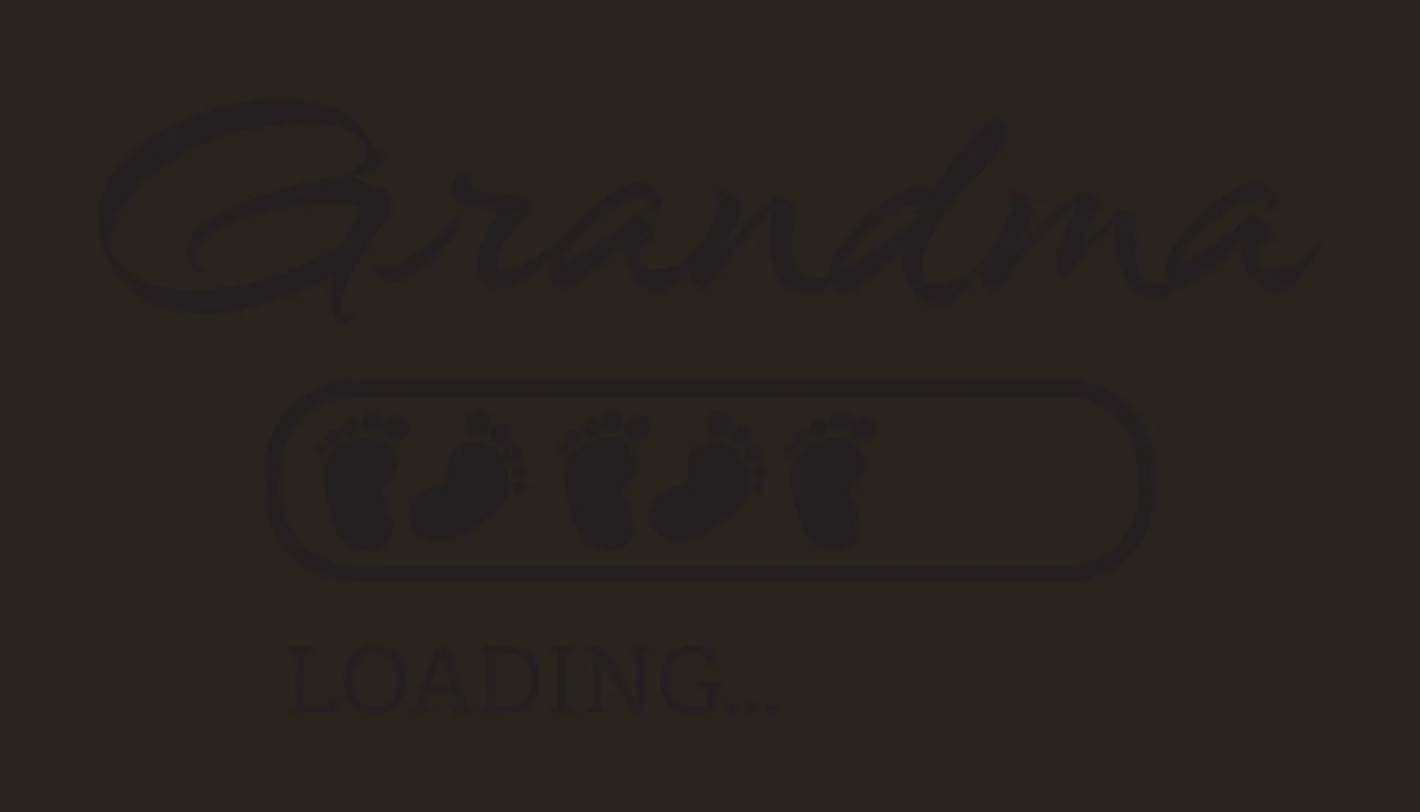 Grandma LOADING... Grandma Loading... Design with Grandma text, progress bar and five baby footprints in black and white contrast preview thumbnail