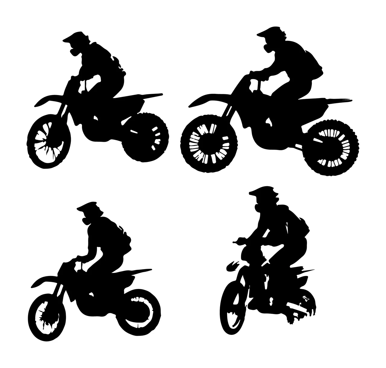 Motorcycle Rider Silhouettes In Various Poses Riding helmet
