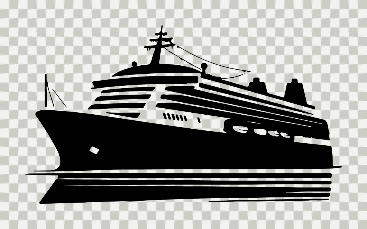 Cruise Ship Silhouette On Water sailing boat reflection masts transparency and detail preview thumbnail