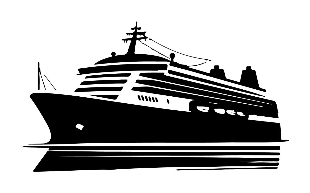 Cruise Ship Silhouette On Water sailing boat reflection masts