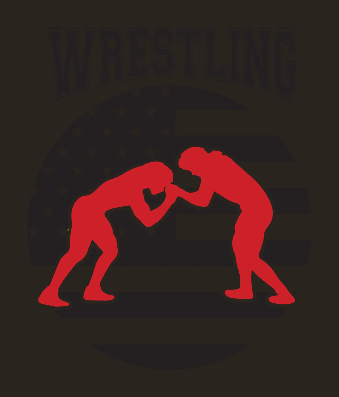WRESTLING wrestlers Design with American flag, stars, stripes and text in red, black and white contrast preview thumbnail