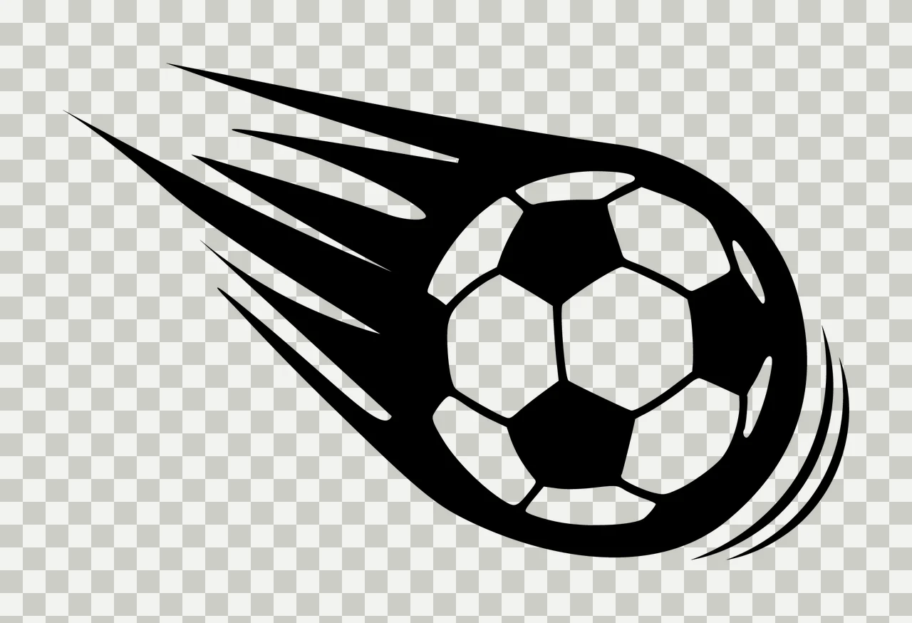 Soccer Flying Ball With Motion Lines black sports speed action transparency and detail preview thumbnail