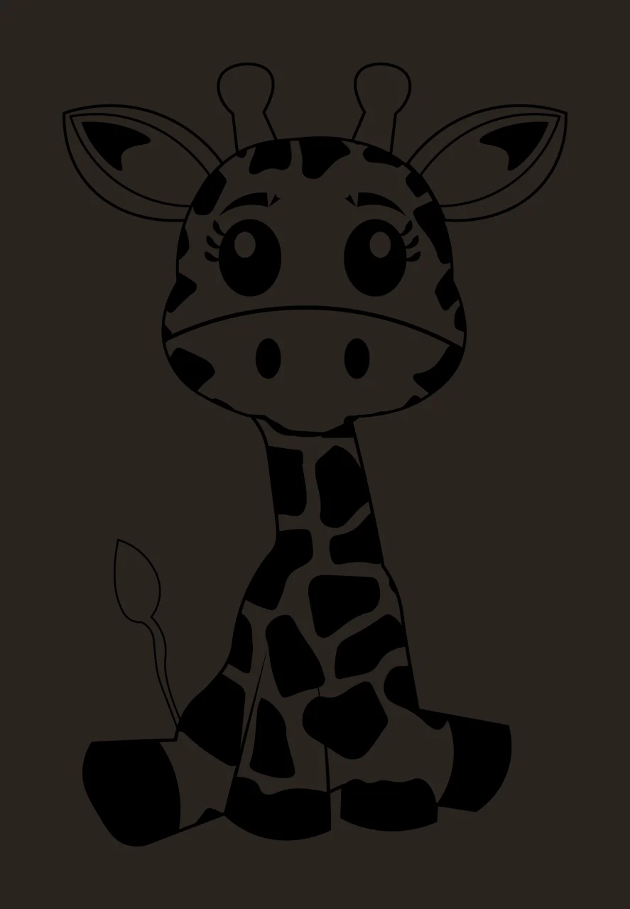 Animal Sitting Giraffe Cartoon Character Illustration spots contrast preview thumbnail