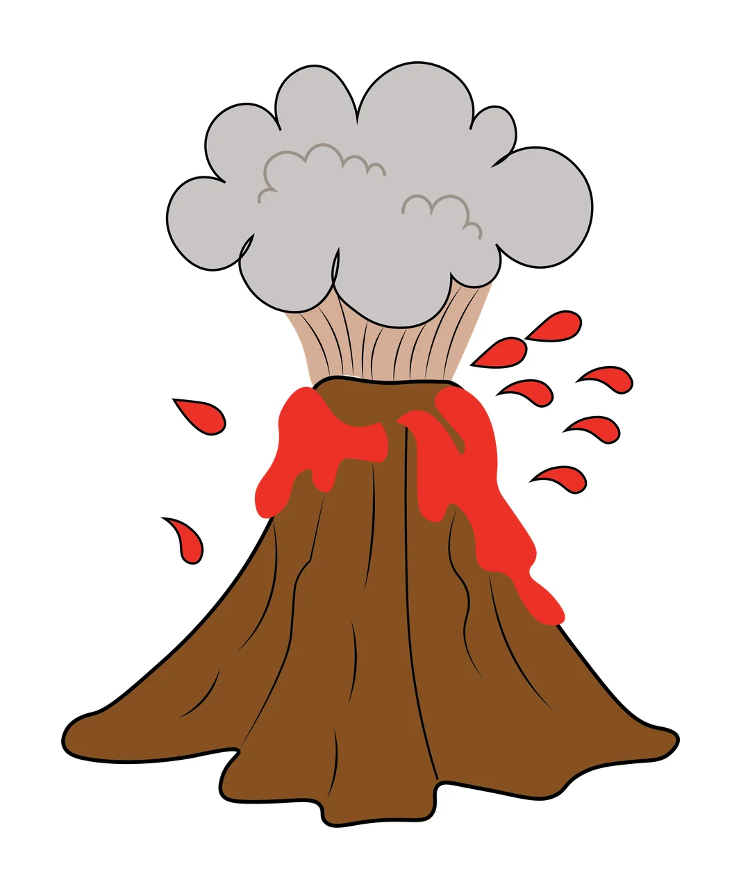 Volcanic Mountain Eruption Silhouette Icon volcano erupting