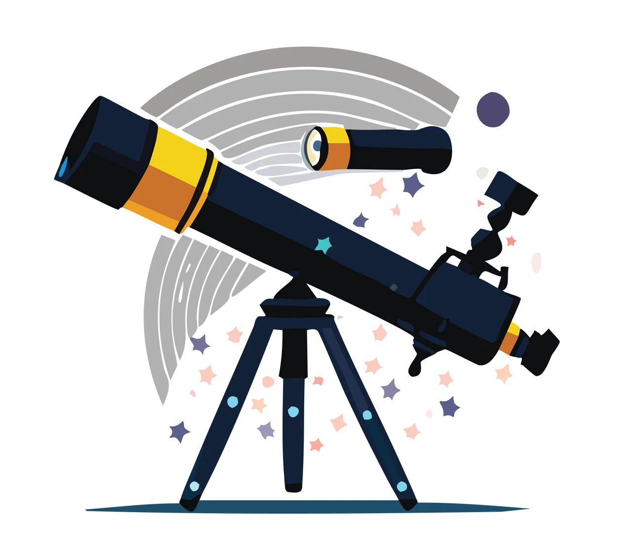 Telescope On Tripod Silhouette Graphic observing circle orbit