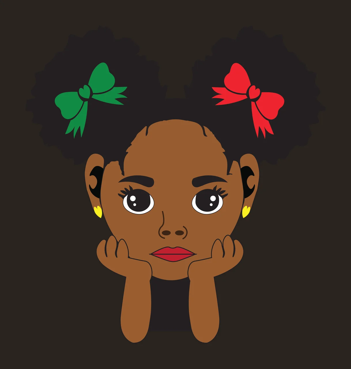 Black Child With Puffs Silhouette standing hair solid white contrast preview thumbnail