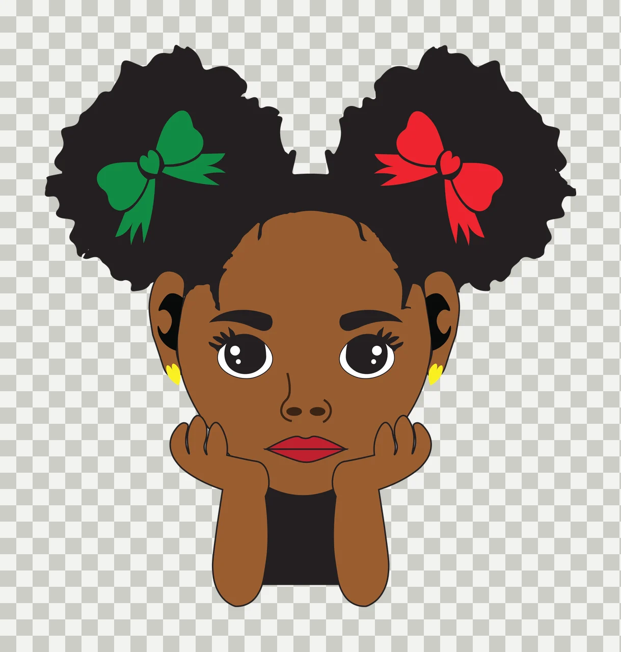 Black Child With Puffs Silhouette standing hair solid white transparency and detail preview thumbnail