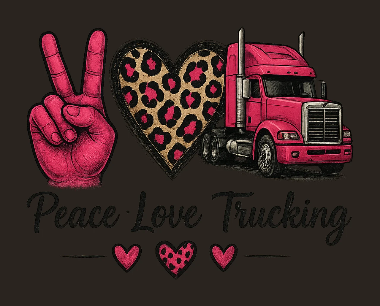 Peace Love Trucking Funny Truck Driver Sublimation Pink contrast preview thumbnail