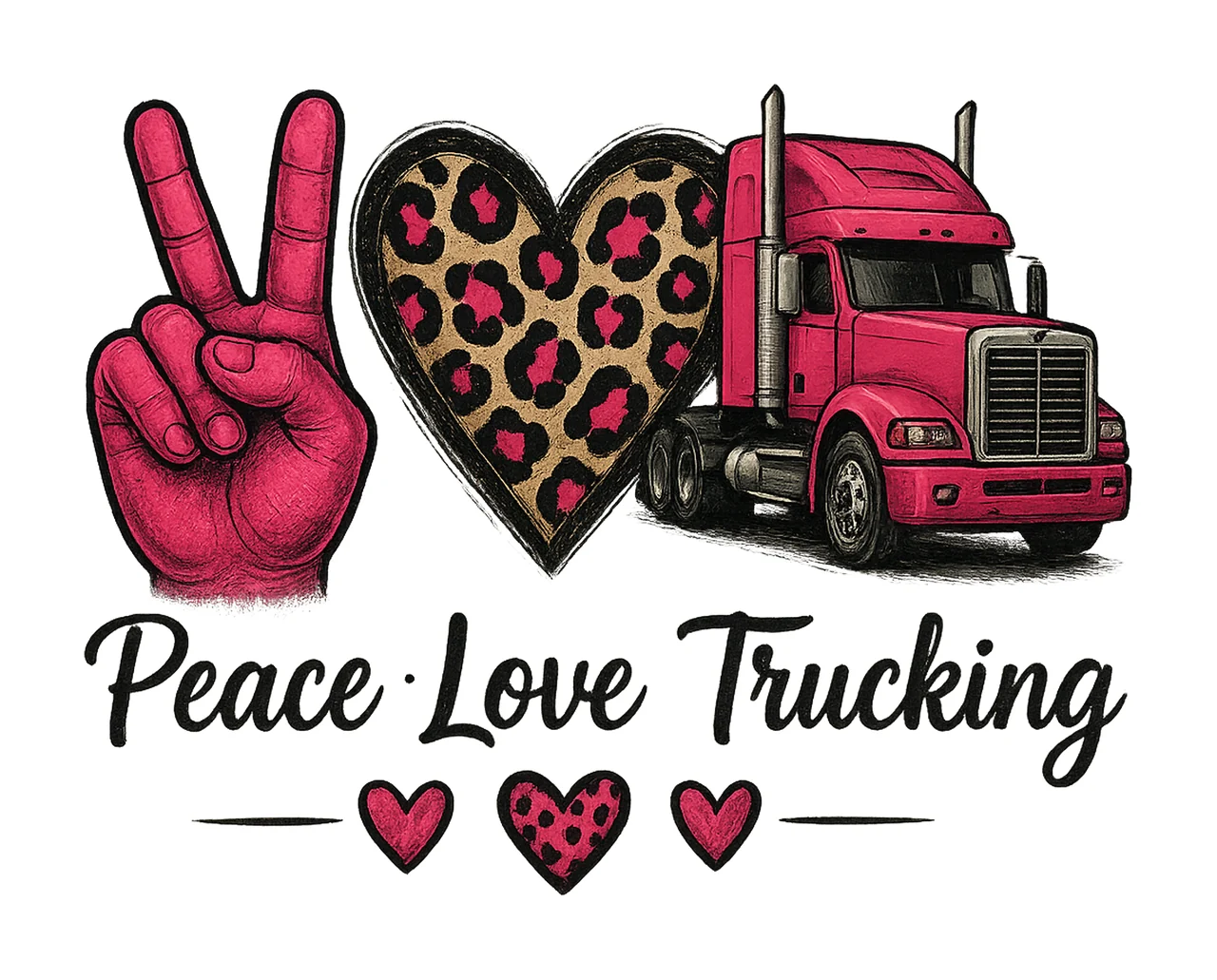 Peace Love Trucking Funny Truck Driver Sublimation Pink