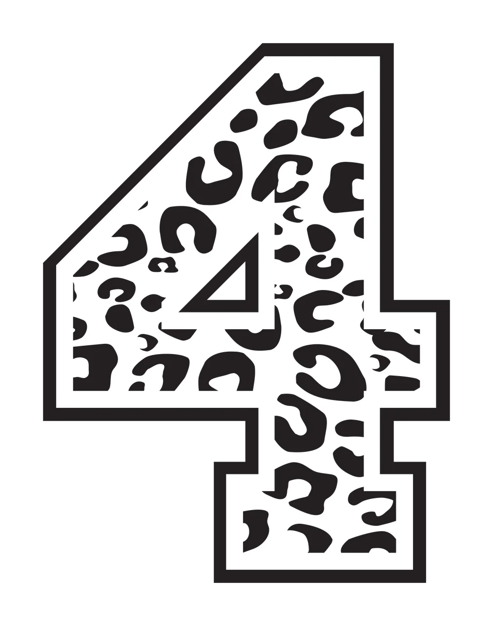 Black Varsity Half Font Leopard Character 27 print animal cheetah