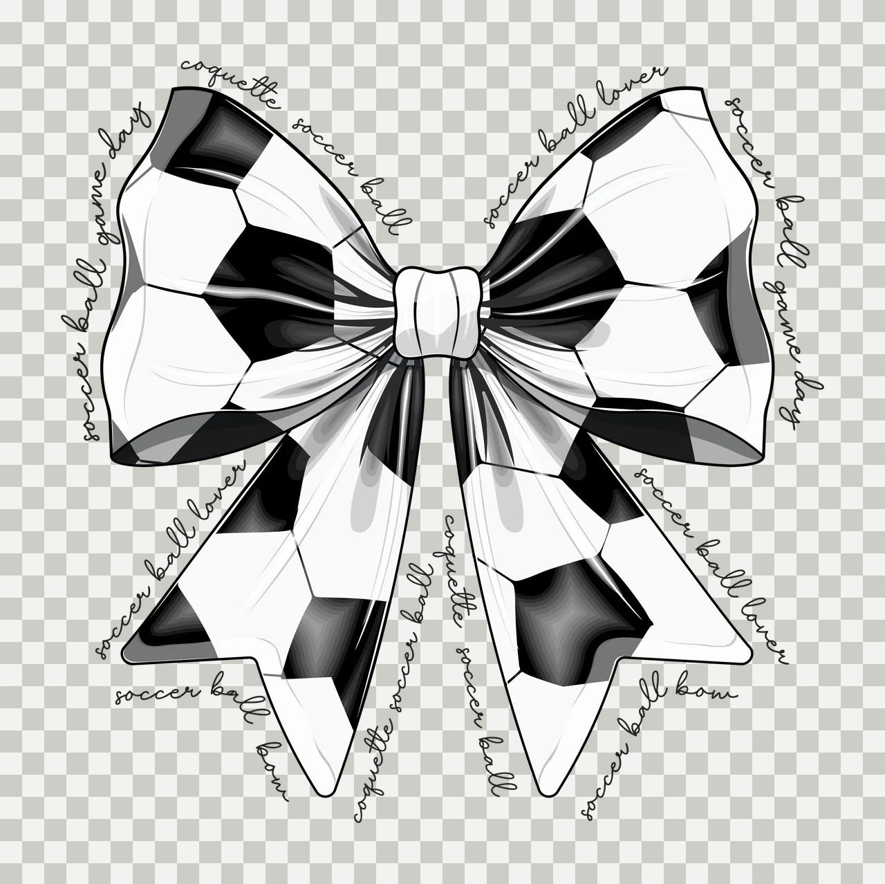 Bow Large Black Silhouette With Repeating Themed Cursive Variation transparency and detail preview thumbnail