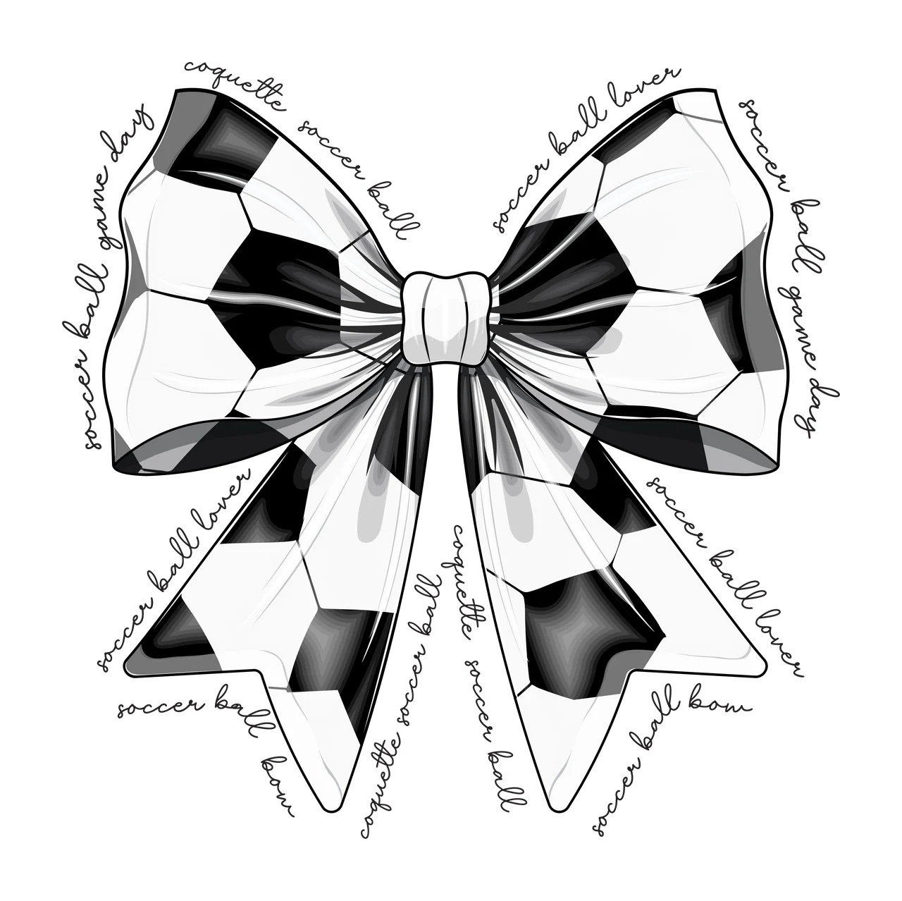 Bow Large Black Silhouette With Repeating Themed Cursive Variation