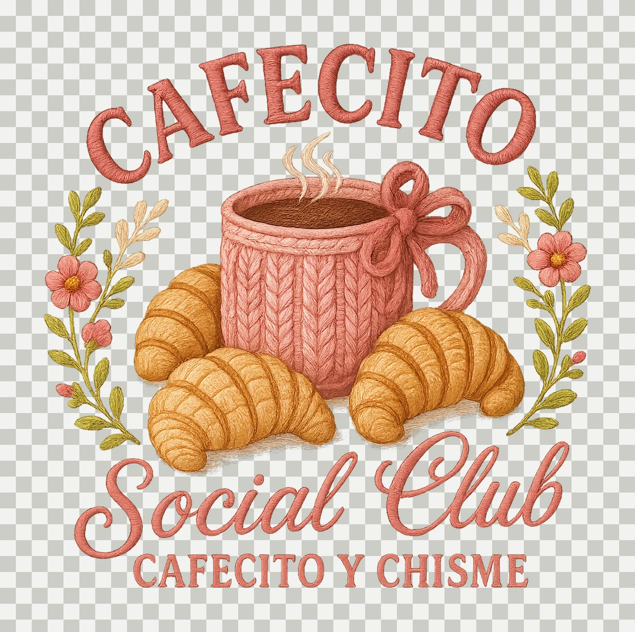 Faux Yarn Cafecito Social Club Spanish Coffee Design Iced transparency and detail preview thumbnail