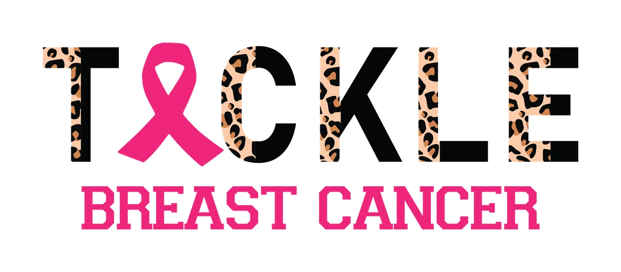 Tackle Breast Cancer Black Text With Leopard Print ribbon Variation