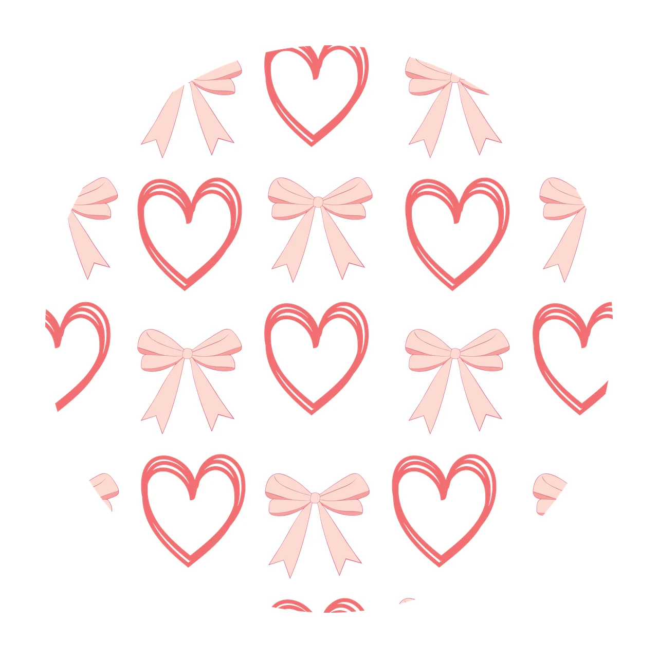 Keychain Repeating Heart And Ribbon Pattern Design hearts ribbons