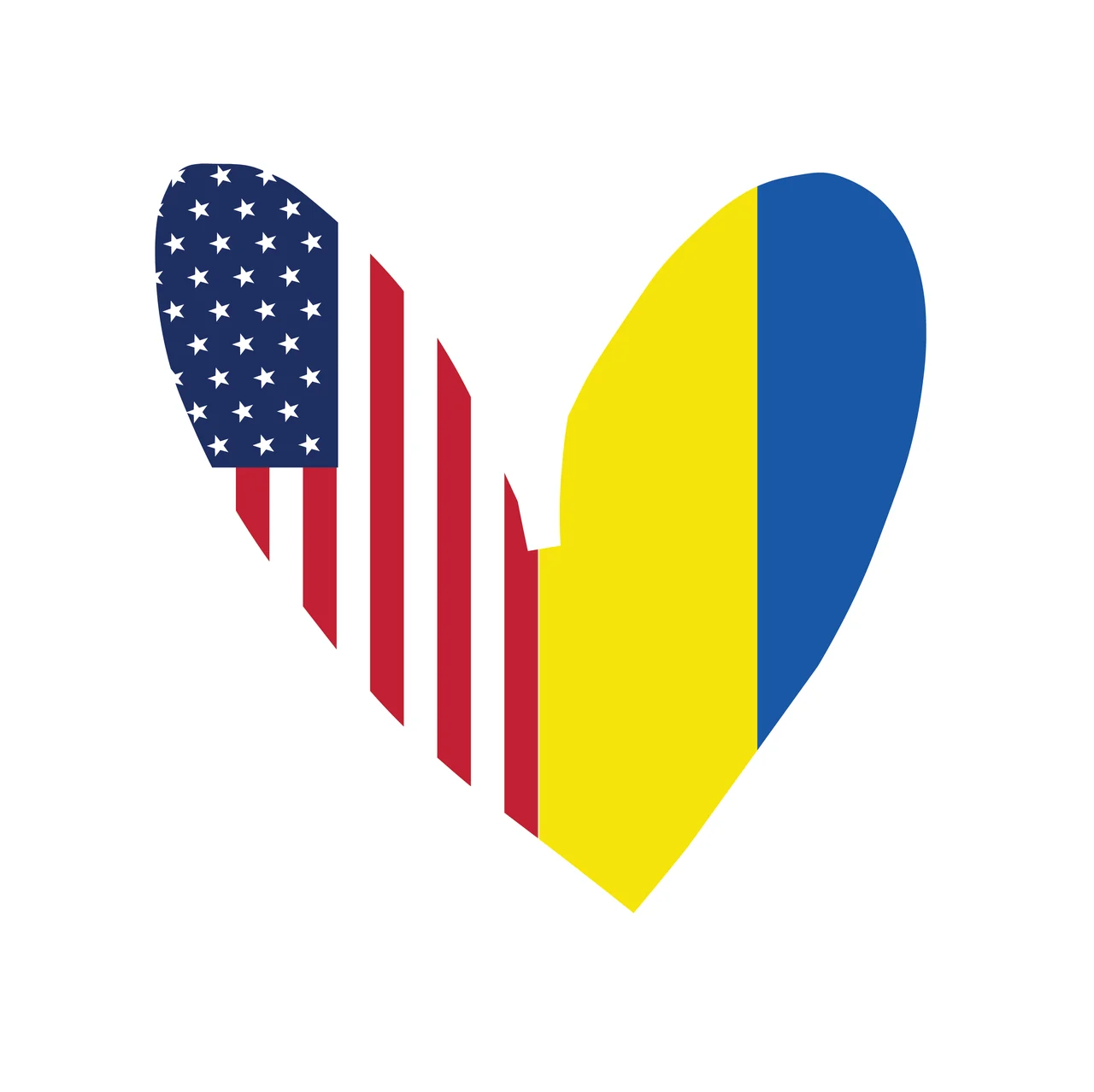 Heart Shape With Flag Pattern Fill stars stripes outline stylized