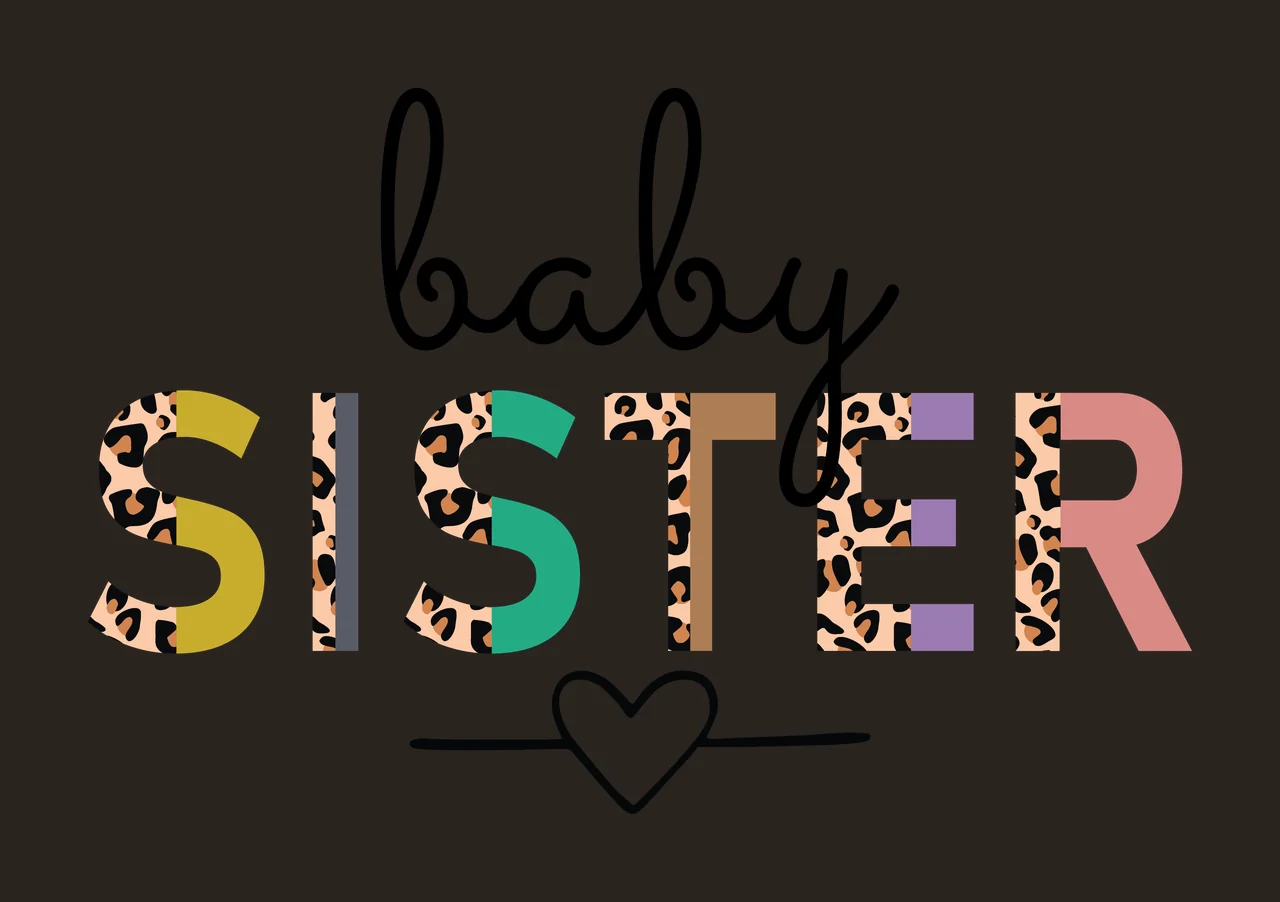 Baby Sister Text With Heart Symbol typography lines graphic design contrast preview thumbnail