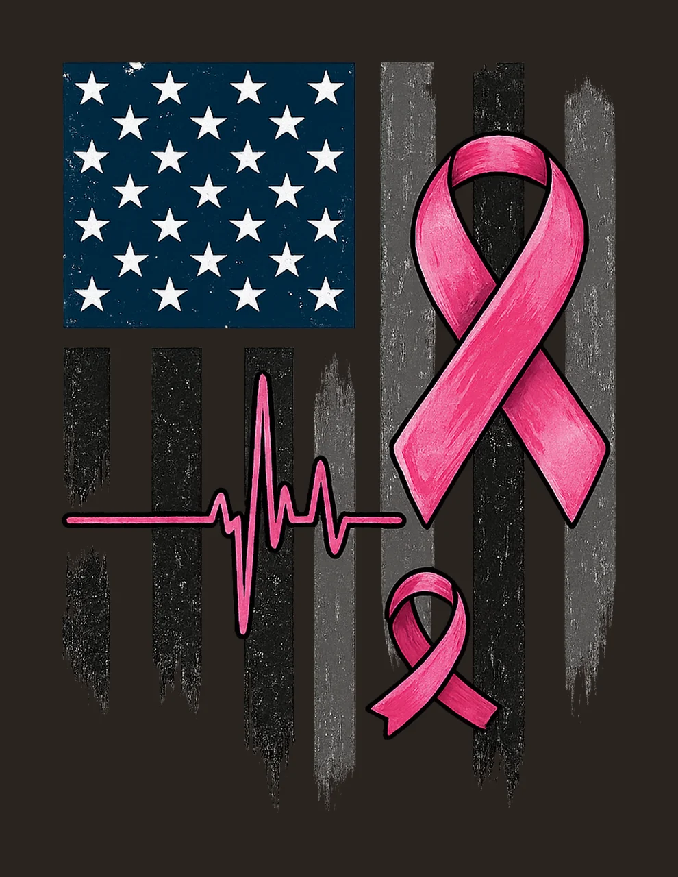 Breast Cancer American Flag Pink Ribbon Pink Ribbon Support contrast preview thumbnail