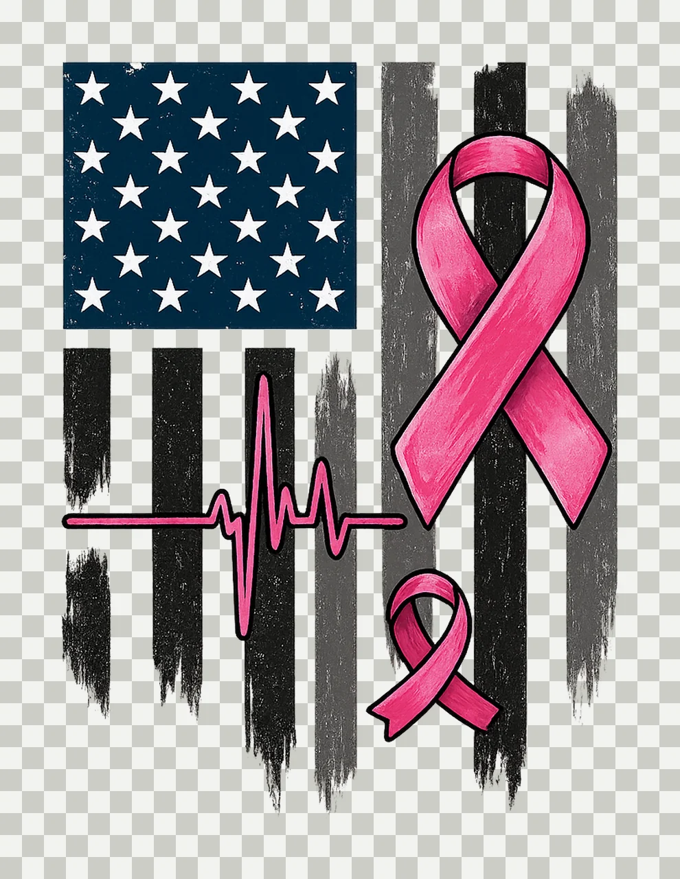 Breast Cancer American Flag Pink Ribbon Pink Ribbon Support transparency and detail preview thumbnail