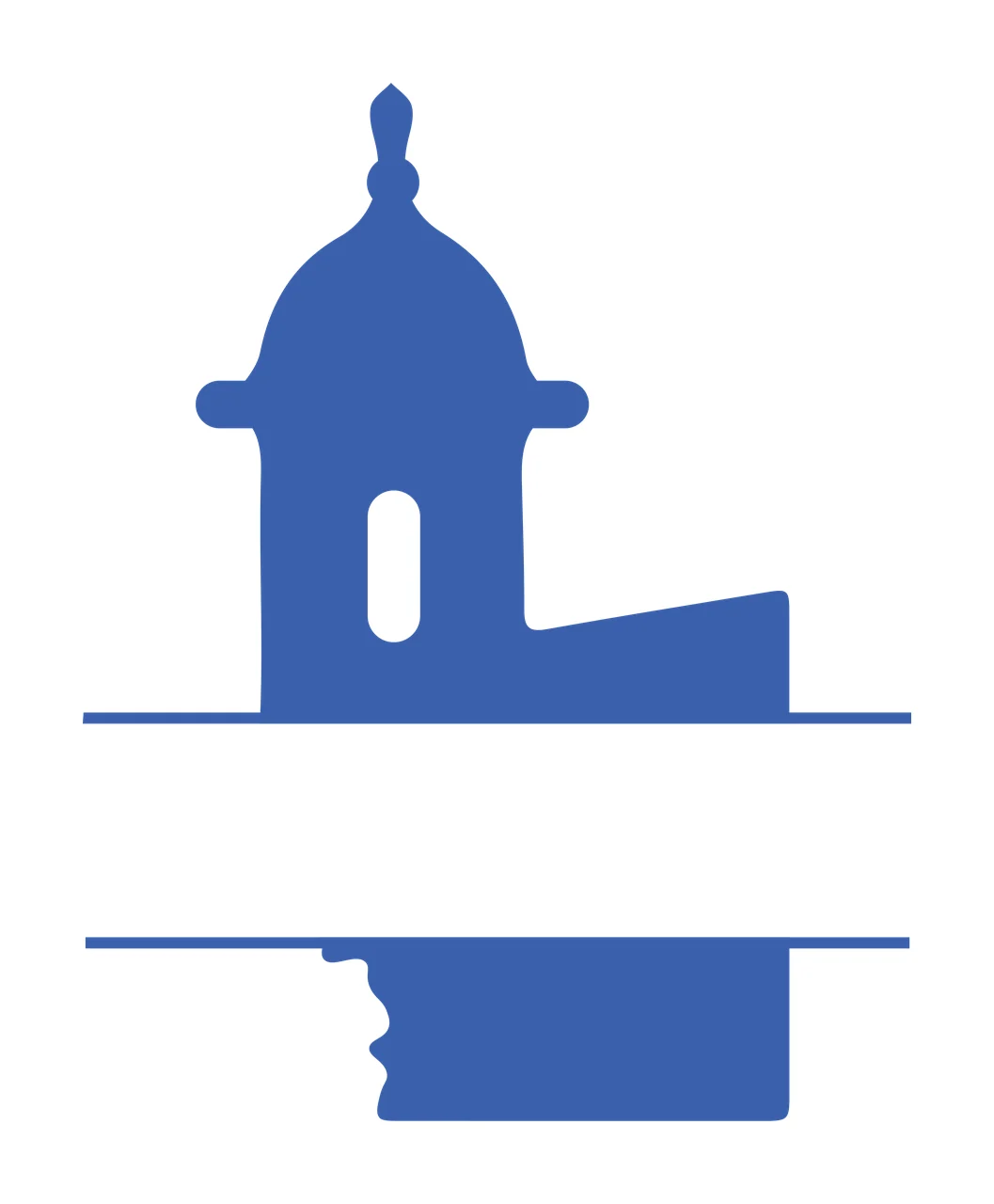 Black Lookout Tower With Horizontal Split dome lines silhouette