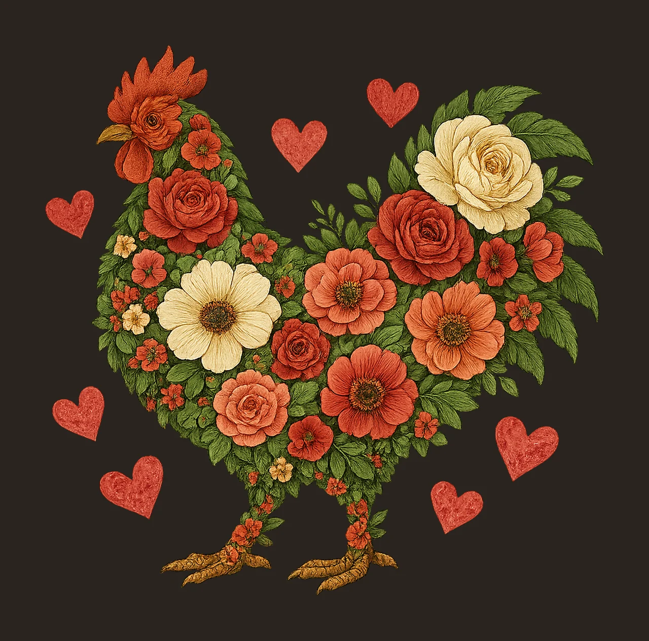 Floral Chicken Valentine Chicken Lover Design Western contrast preview thumbnail