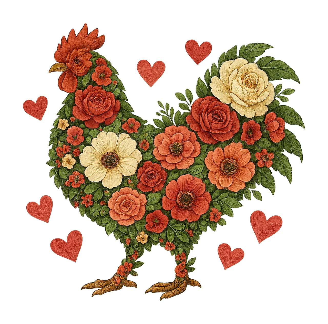 Floral Chicken Valentine Chicken Lover Design Western