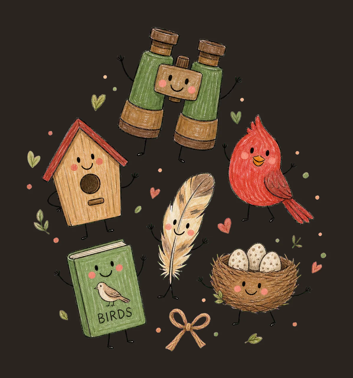Bird Watching Doodle Crew Cute Birdwatcher Variation A contrast preview thumbnail