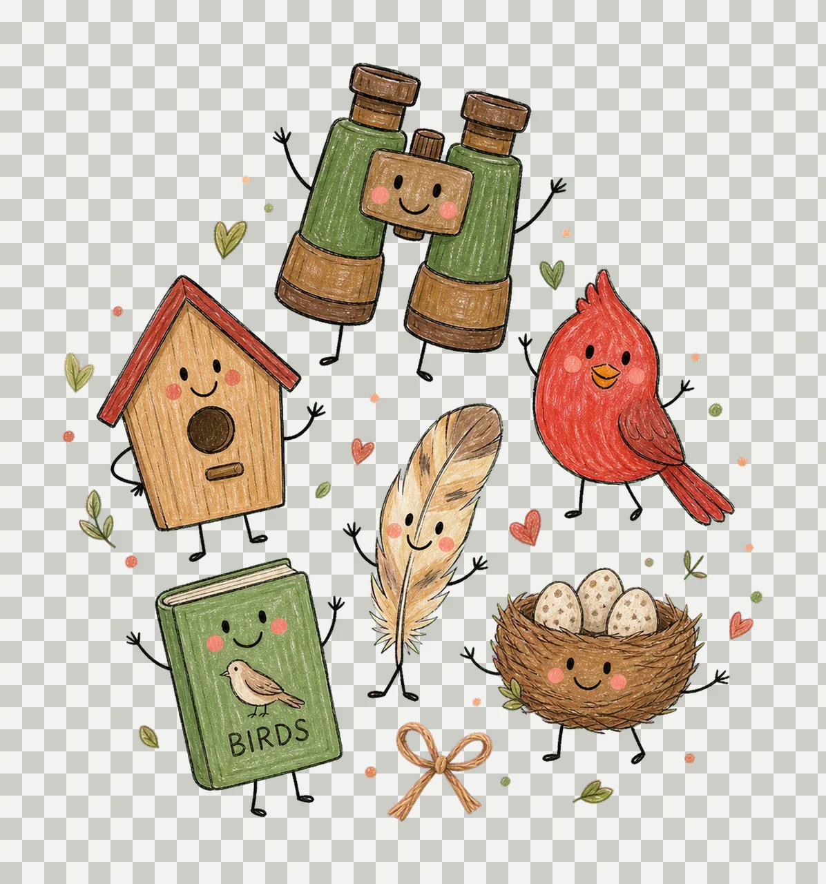 Bird Watching Doodle Crew Cute Birdwatcher Variation A transparency and detail preview thumbnail