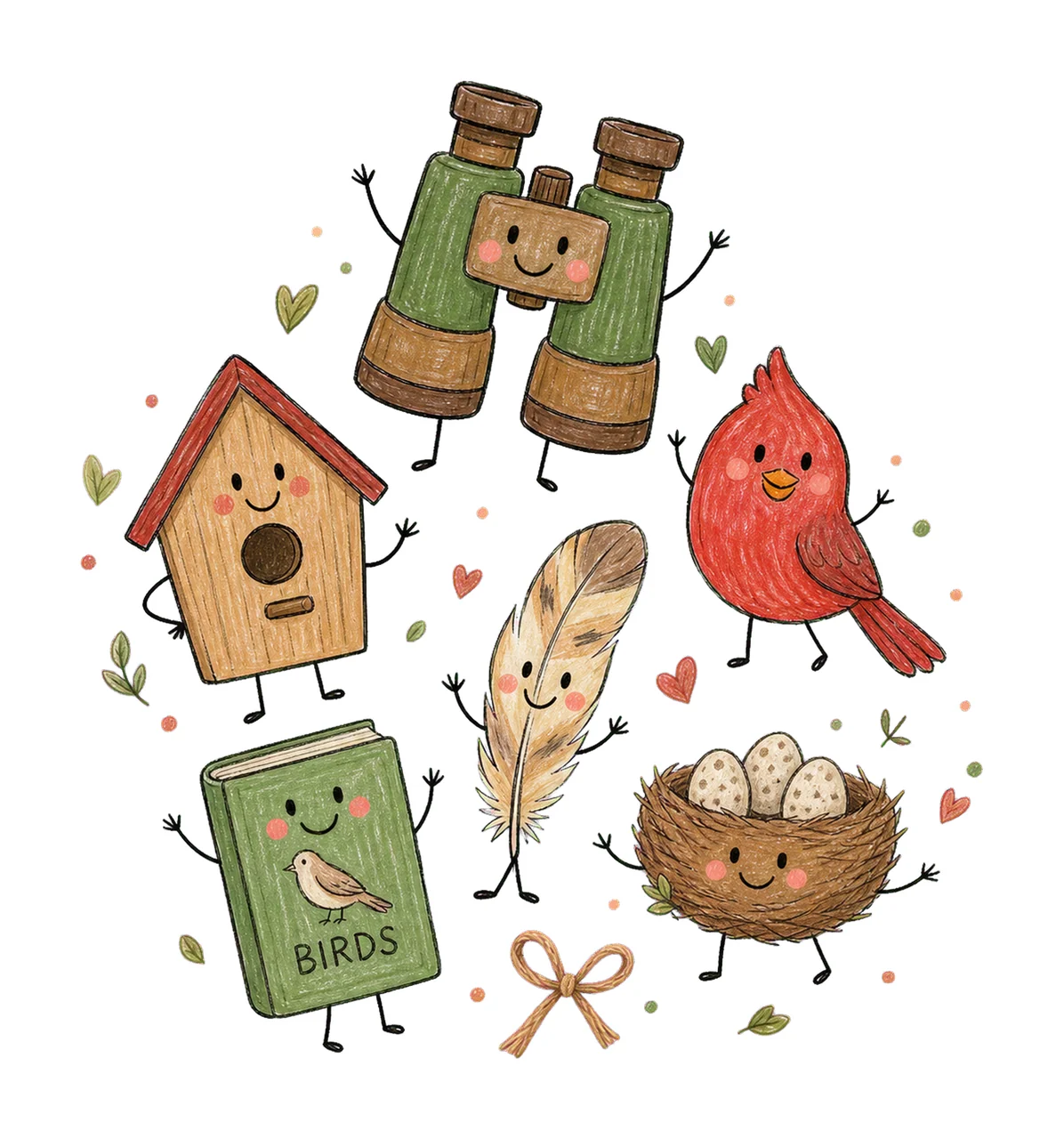 Bird Watching Doodle Crew Cute Birdwatcher Variation A