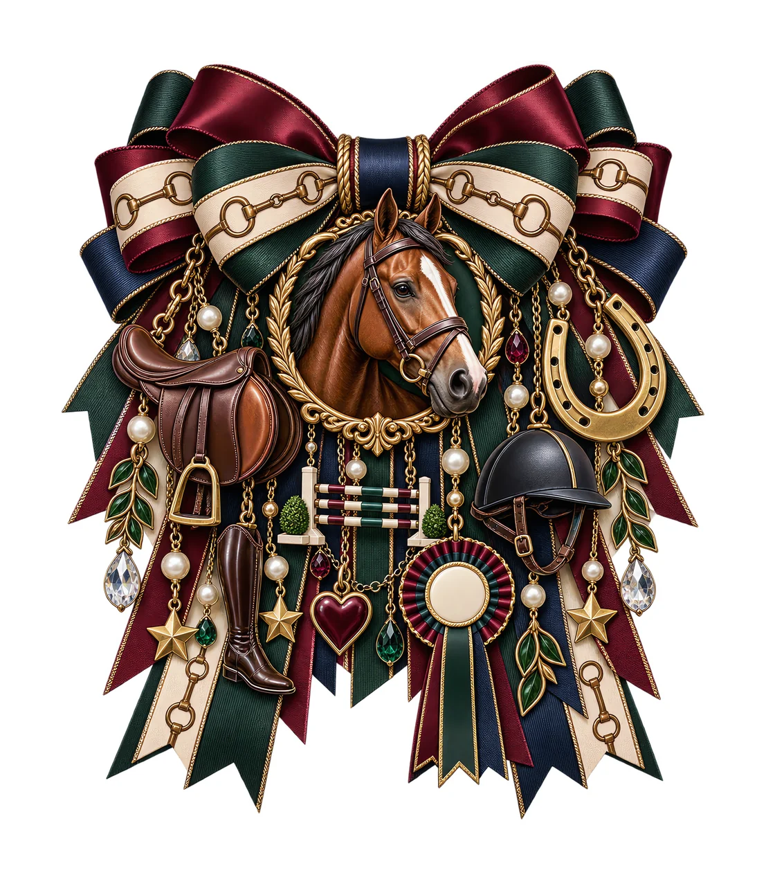 Equestrian Sports PNG, Horse and Saddle Coquette Bow, No Text Sublimation Clipart, Transparent Digital Download