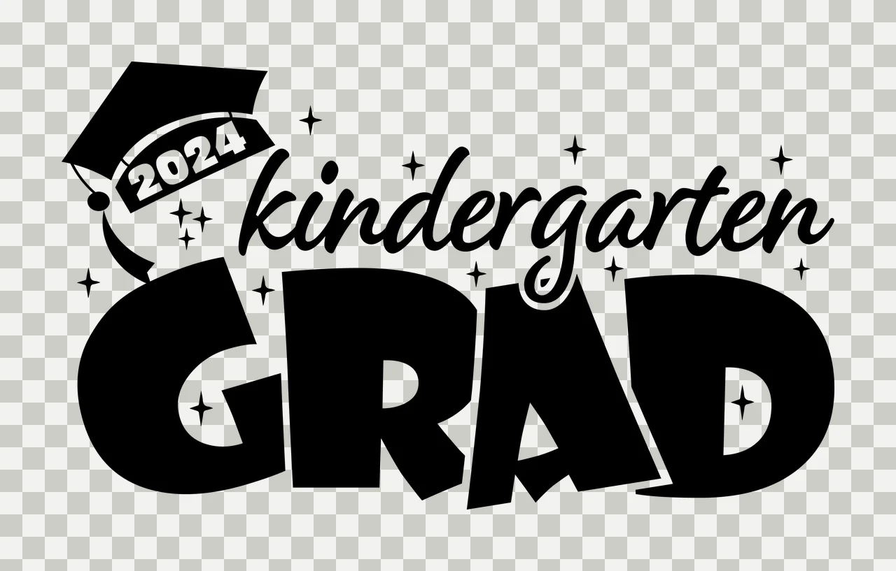 Kindergarten Text With Hat graduation cap decorating stars transparency and detail preview thumbnail