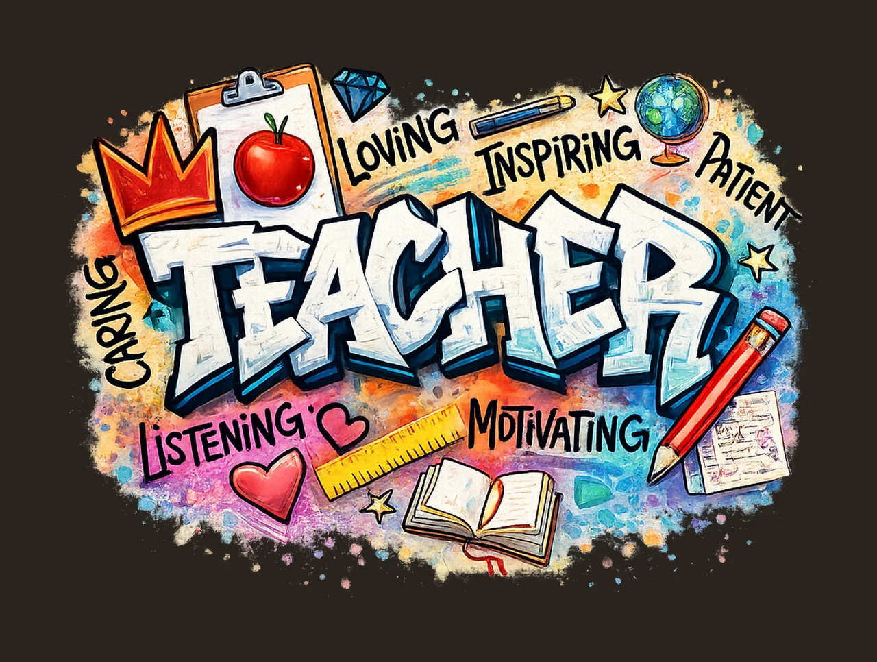 Teacher Graffiti Best Teacher Ever Inspiring Sublimation contrast preview thumbnail