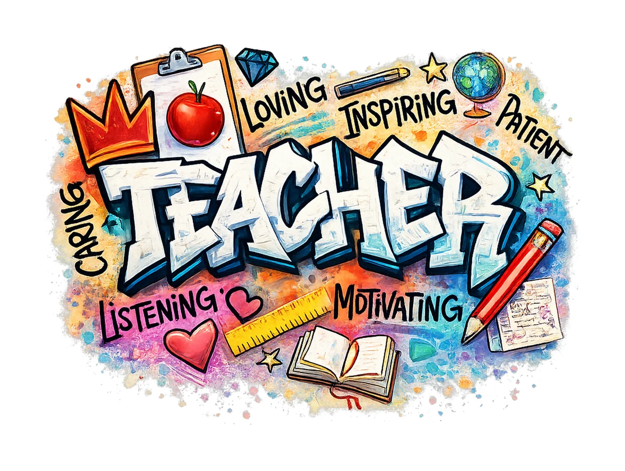 Teacher Graffiti Best Teacher Ever Inspiring Sublimation