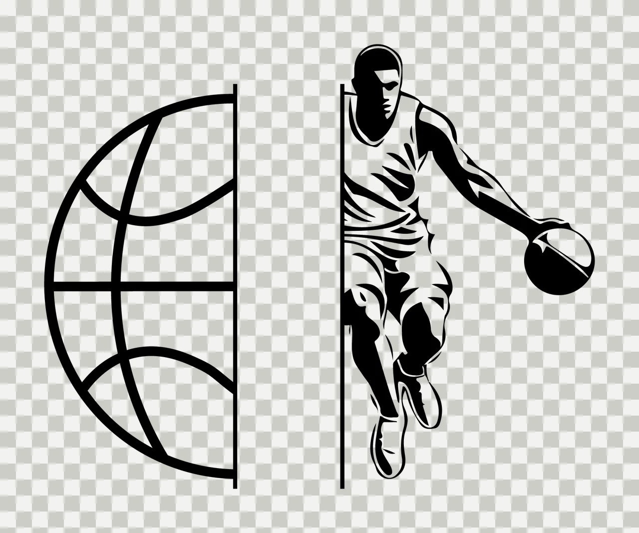 Ball Basketball Player Dribbling Beside Globe Jersey Shorts transparency and detail preview thumbnail