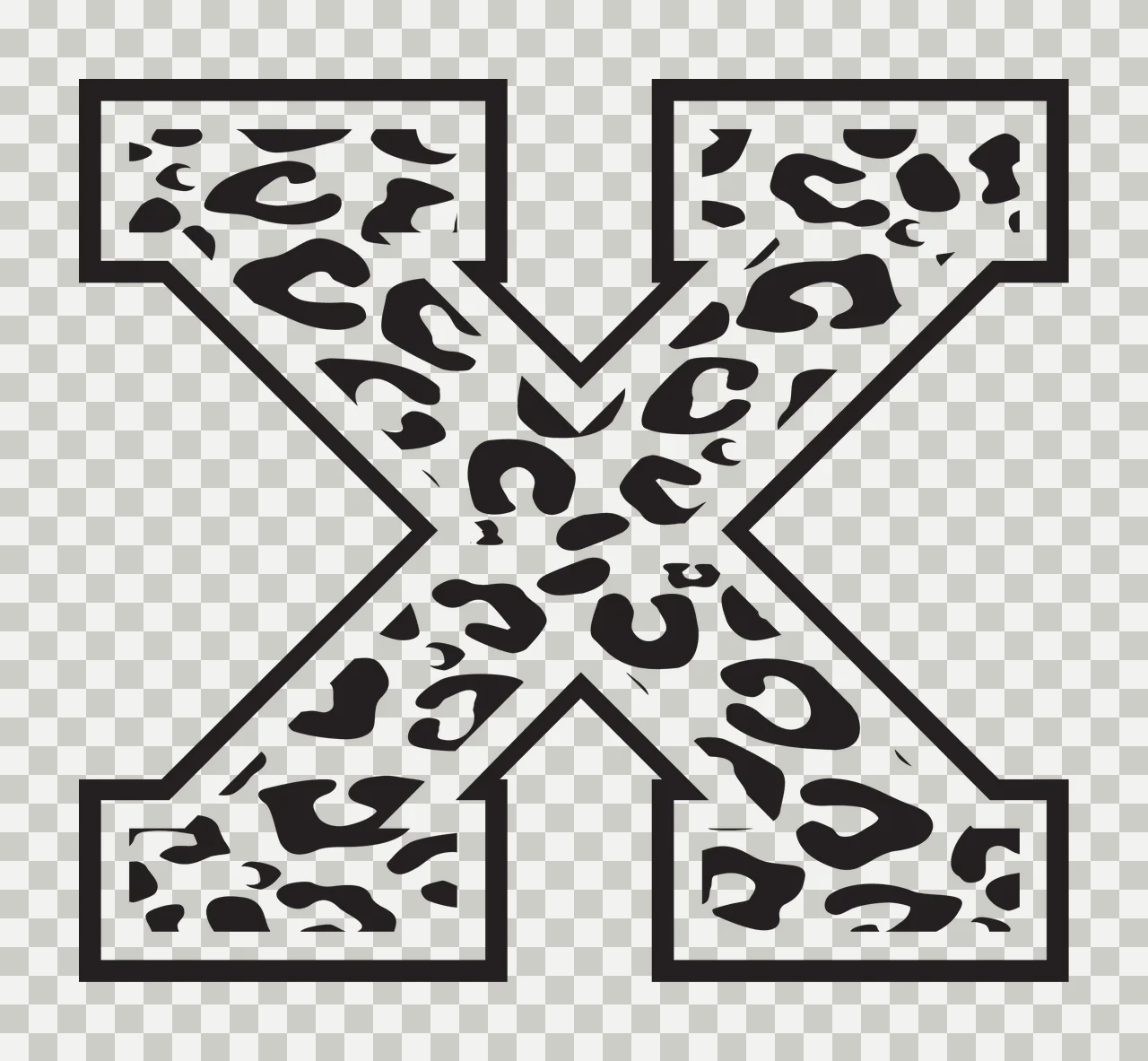 Black Varsity Half Font Leopard Character 15 print animal cheetah transparency and detail preview thumbnail
