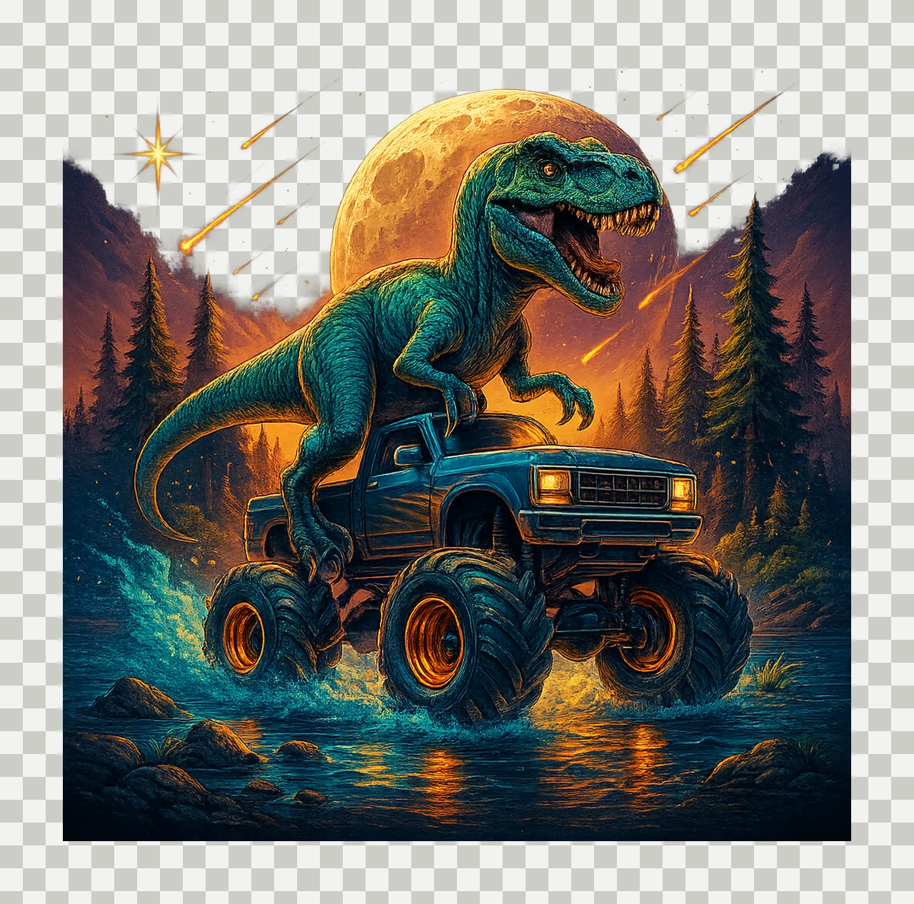 Dinosaur Big Trucks Kids Friendly Dinosaur Birthday Party transparency and detail preview thumbnail