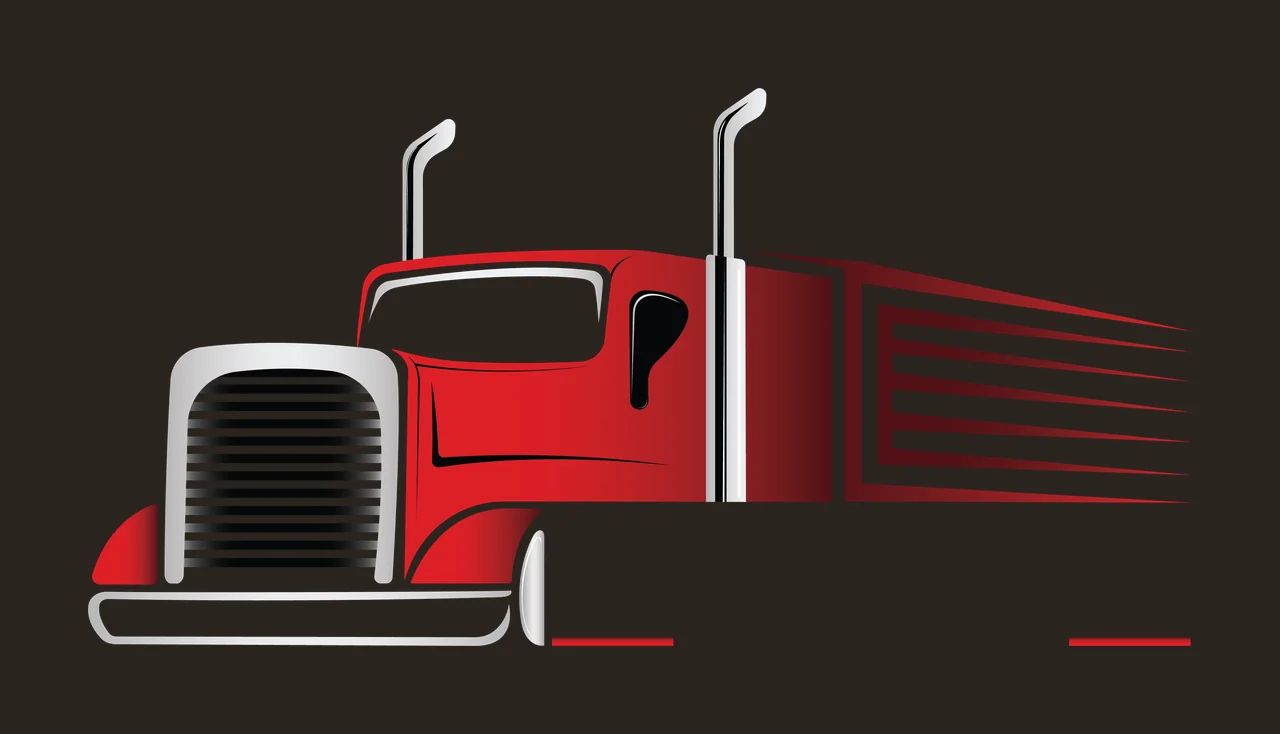 Black Silhouette Of A Semi Truck With Motion lines white speed contrast preview thumbnail