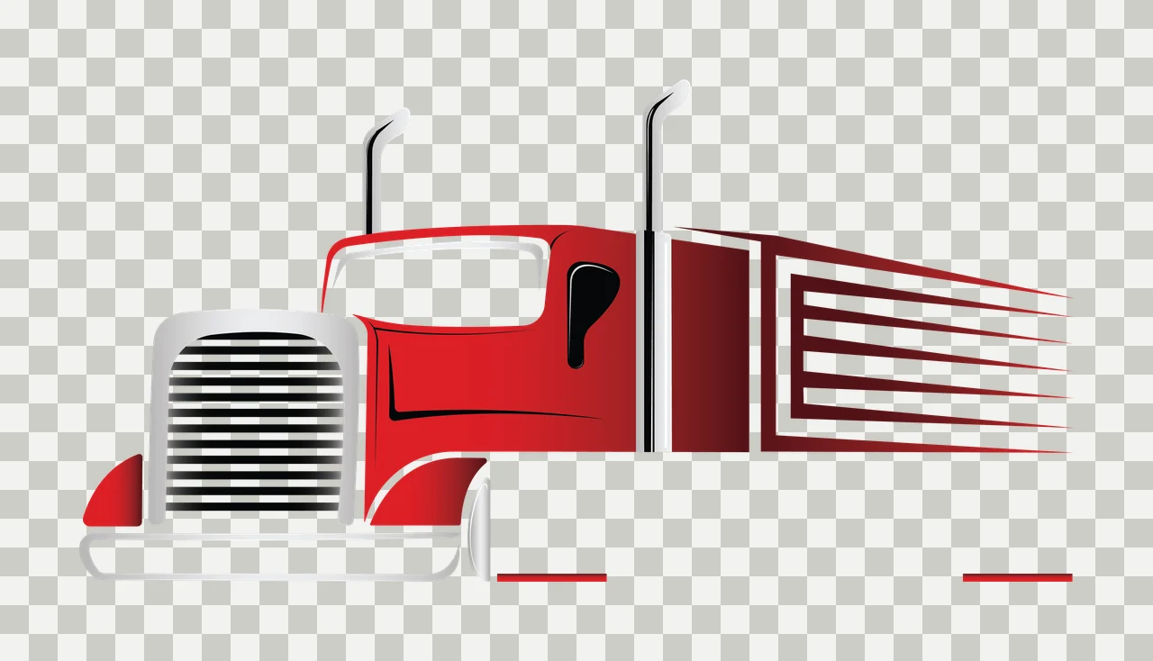 Black Silhouette Of A Semi Truck With Motion lines white speed transparency and detail preview thumbnail