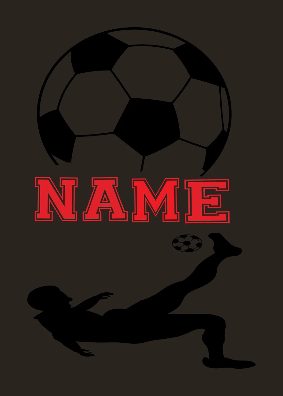 Soccer Name Silhouette Of Person Sliding With Ball black white contrast preview thumbnail