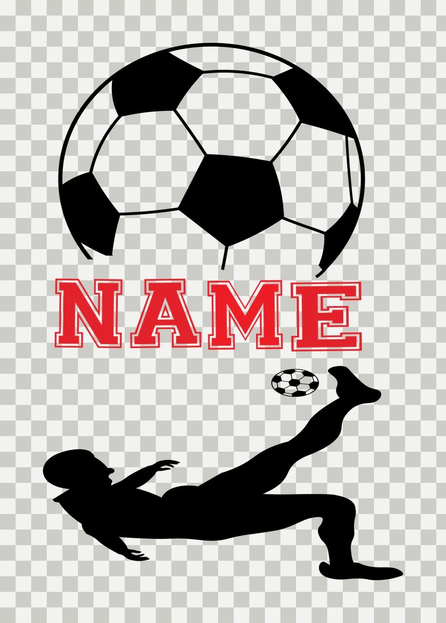Soccer Name Silhouette Of Person Sliding With Ball black white transparency and detail preview thumbnail