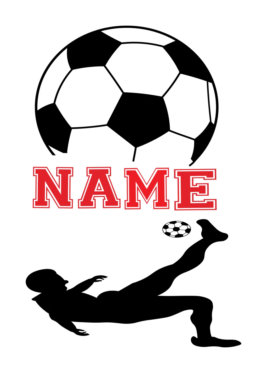Soccer Name Silhouette Of Person Sliding With Ball black white